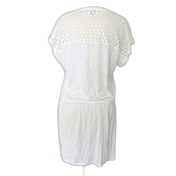 Calvin Klein Womens Crochet Shoulder Tunic Cover Up Drawstring Dress Sz S/M - Picture 3 of 8